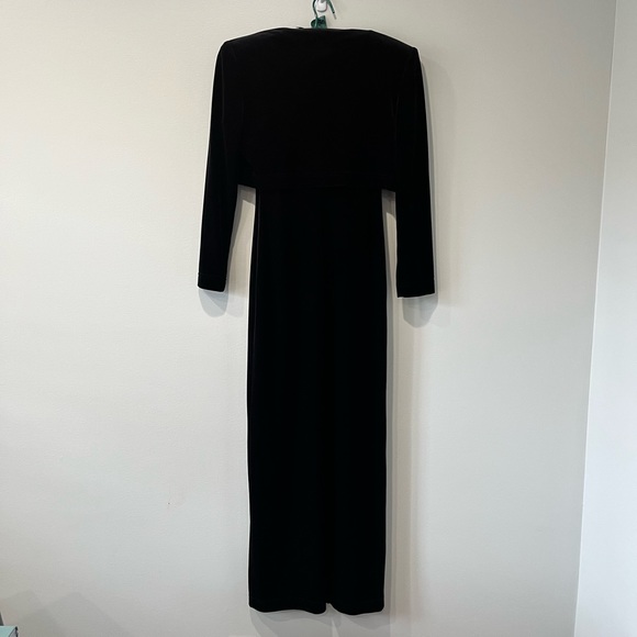 VintageBlack Velvet Dress w/ Matching Shrug by Joseph Ribkoff, Size 6P - Picture 13 of 13